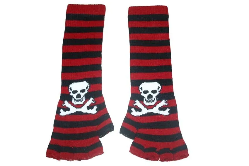 Copy of Black and Red Skull Arm Length Fingerless Gloves