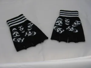 Copy of Black and White Ghoul Faces Fingerless Gloves