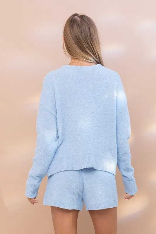 Cozy Soft Top and Shorts Set with Smiley Face