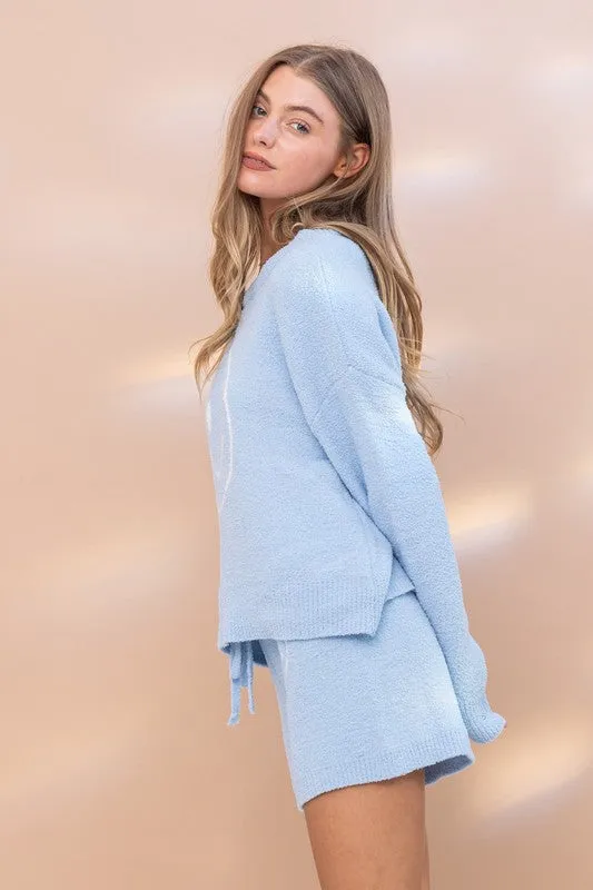 Cozy Soft Top and Shorts Set with Smiley Face