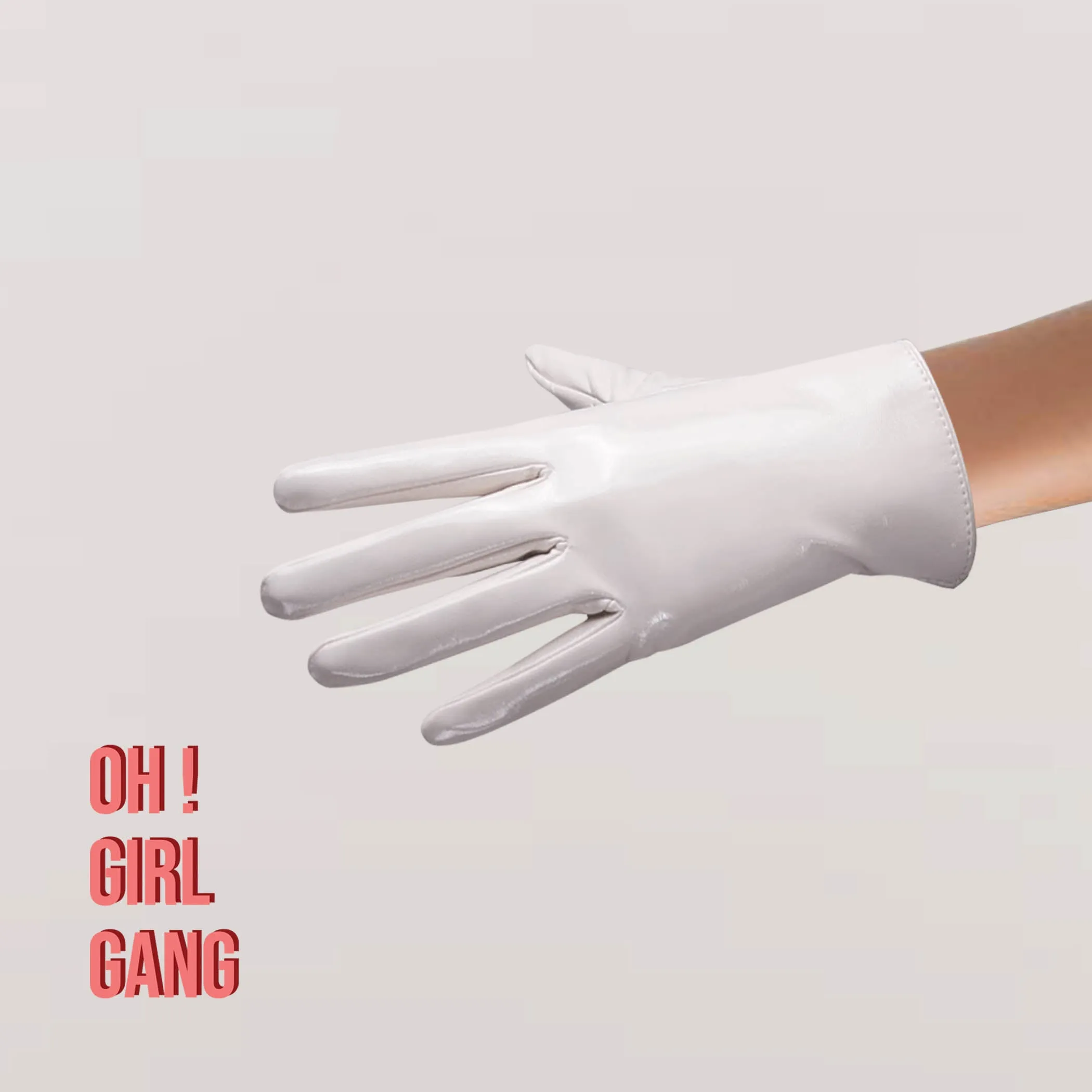 Cream Opera Patent PU leather Gloves in all lengths