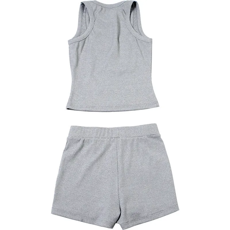 Crew Neck Tank Top and Matching Shorts Set