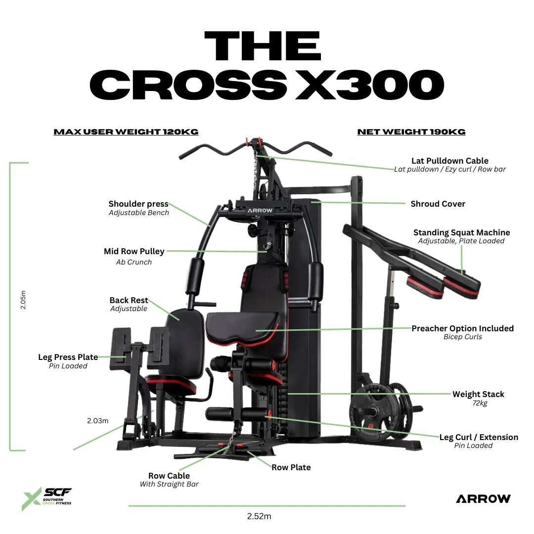 Cross X300 Multi Station Home Gym With Leg Press & Standing Squat Press