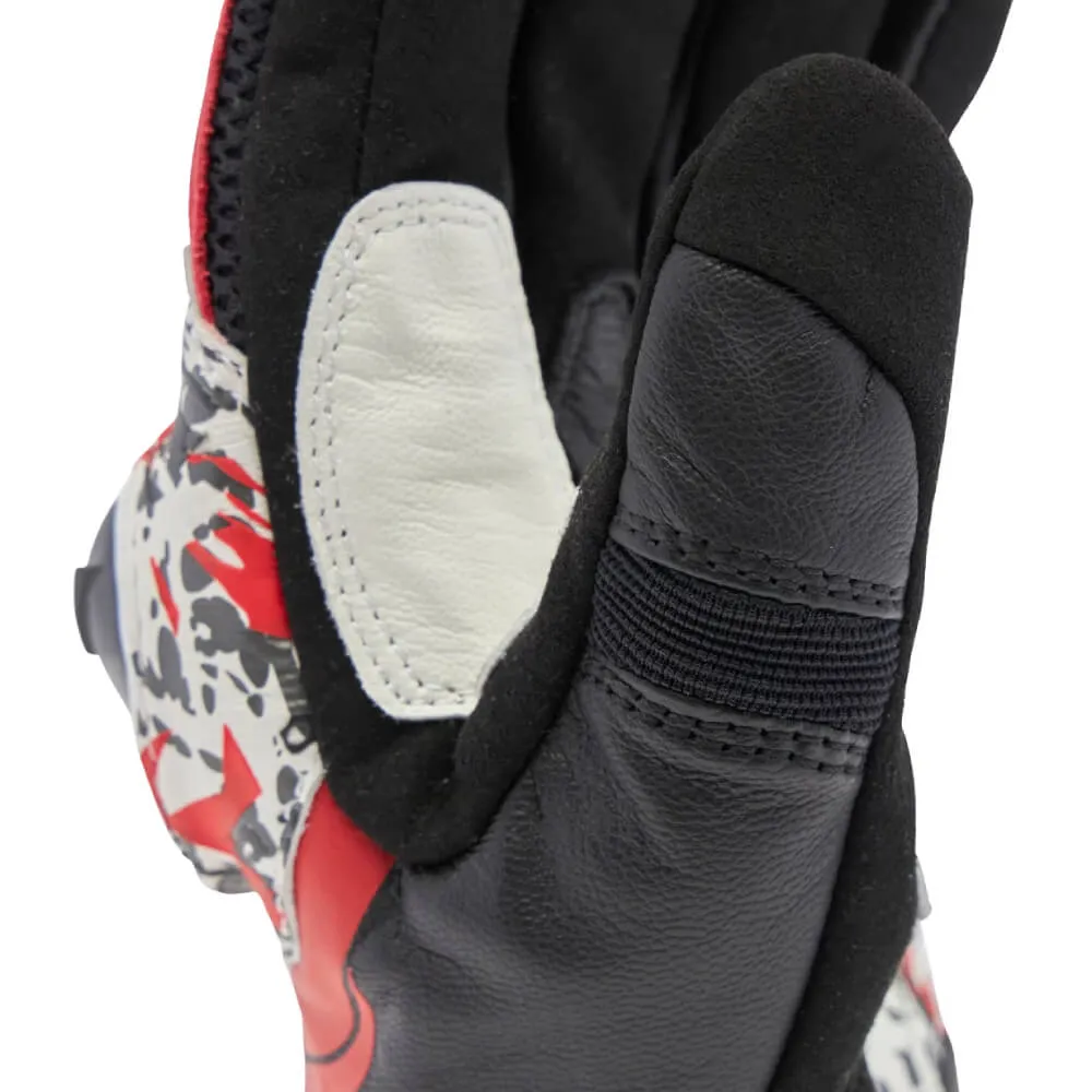 Dainese Mig 3 Unisex Leather Gloves Black / Red Spray / White