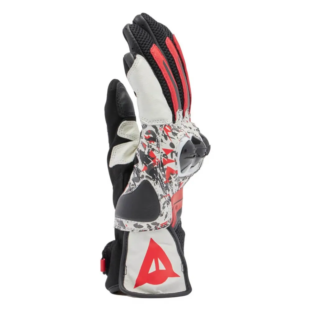 Dainese Mig 3 Unisex Leather Gloves Black / Red Spray / White