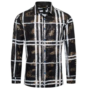 Damien Black Metallic Print Shirt