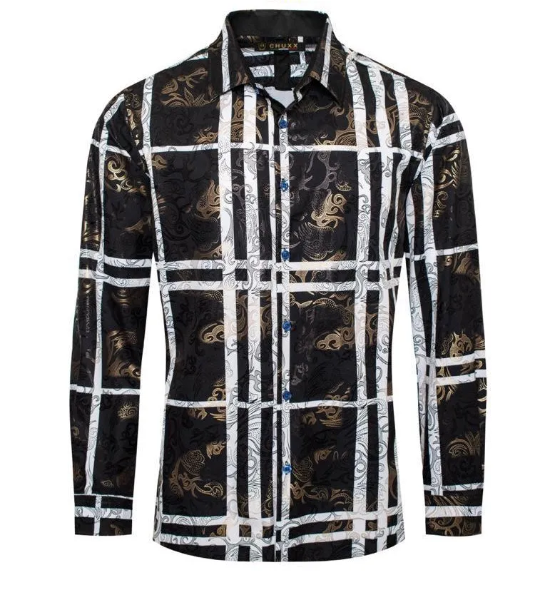 Damien Black Metallic Print Shirt