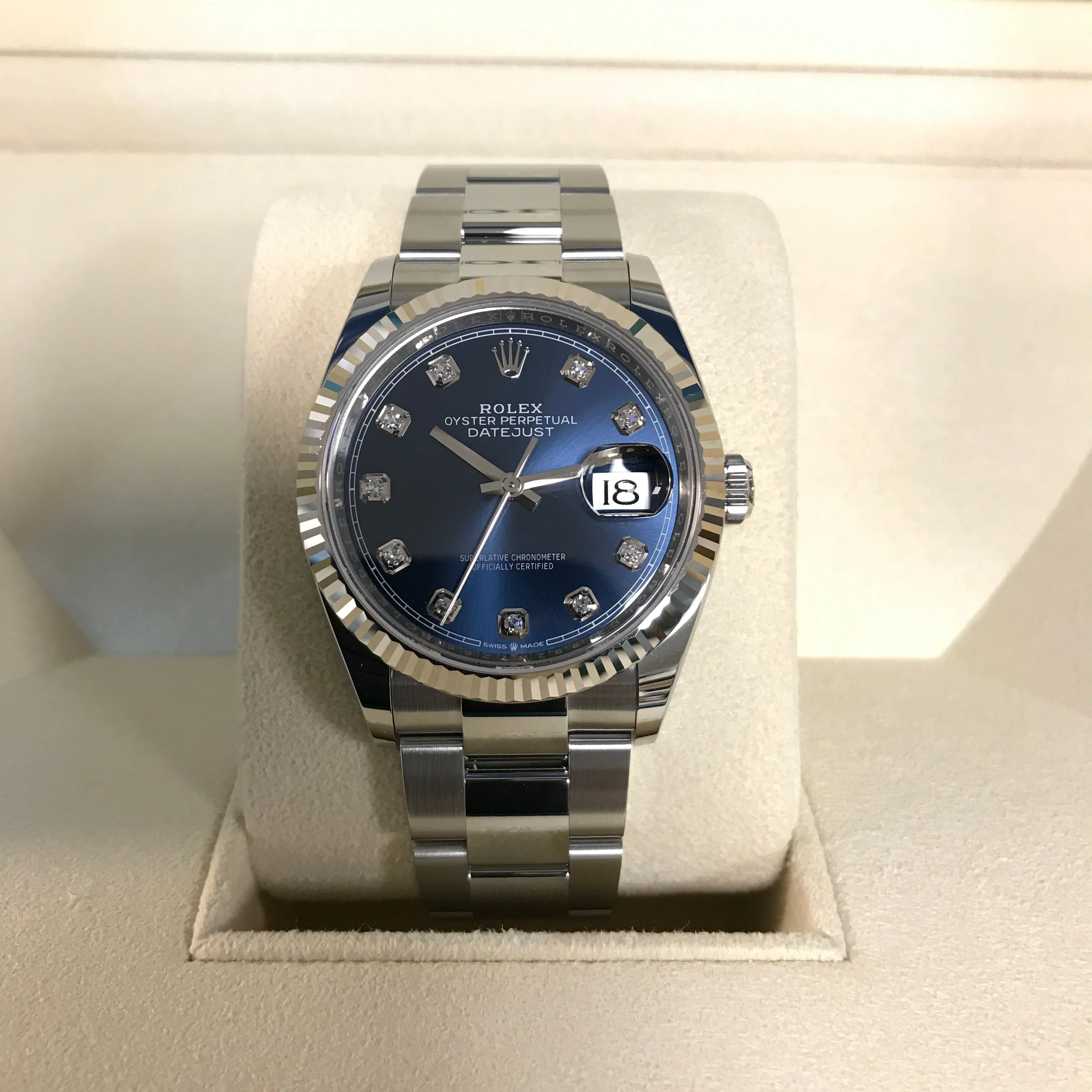 Datejust 36 Fluted Blue Diamond Dial (126234-0038)