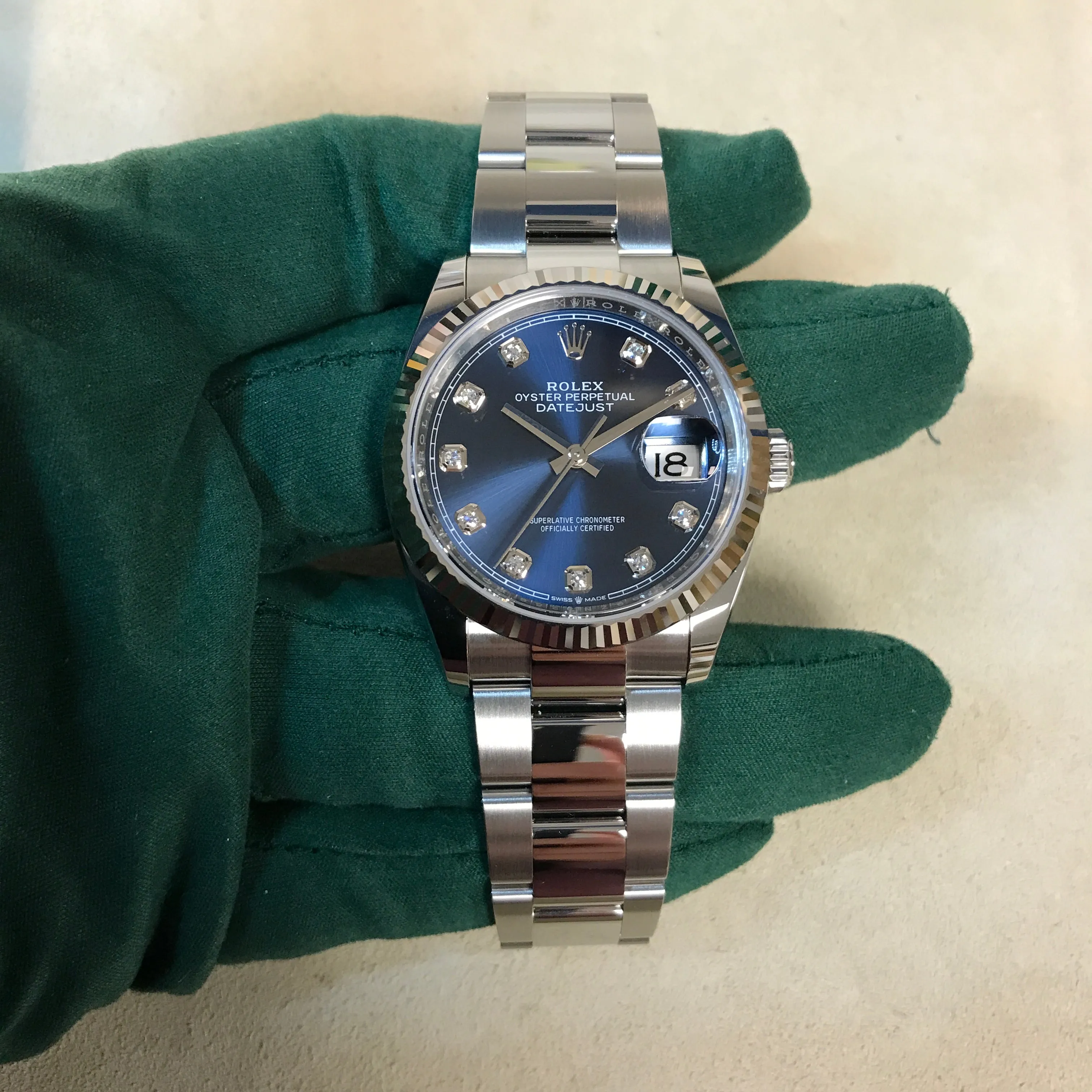 Datejust 36 Fluted Blue Diamond Dial (126234-0038)