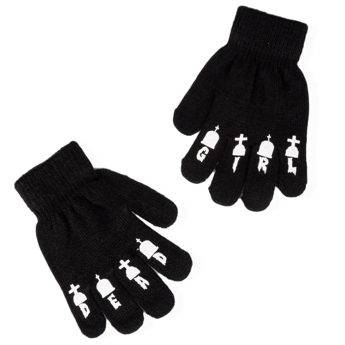 Dead Girl Finger Tattoo Winter Knit Gloves