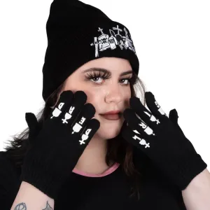 Dead Girl Finger Tattoo Winter Knit Gloves