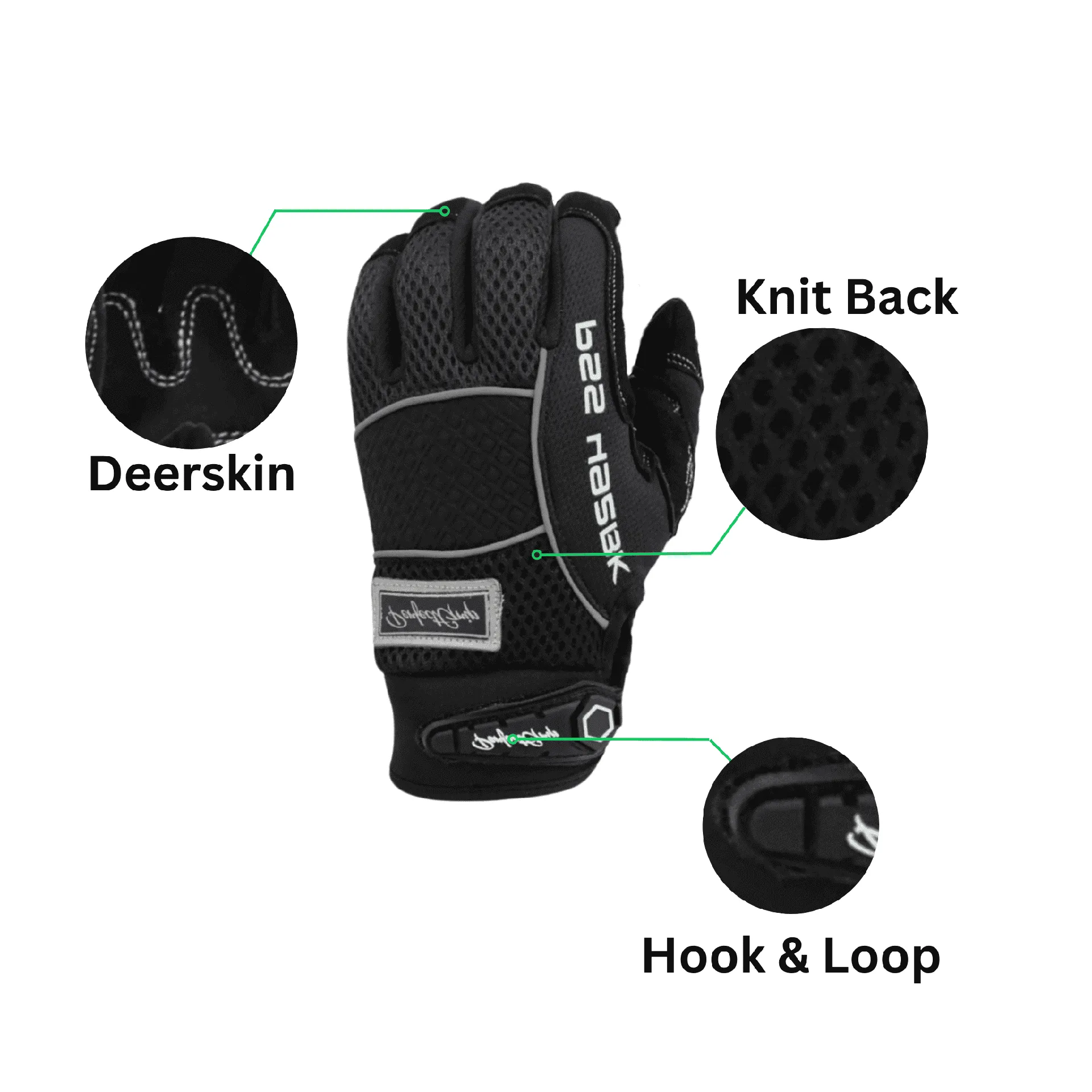 Deerskin Glove – Premium Black Deer Suede Mechanic Glove with Knit Back and Adjustable Cuff