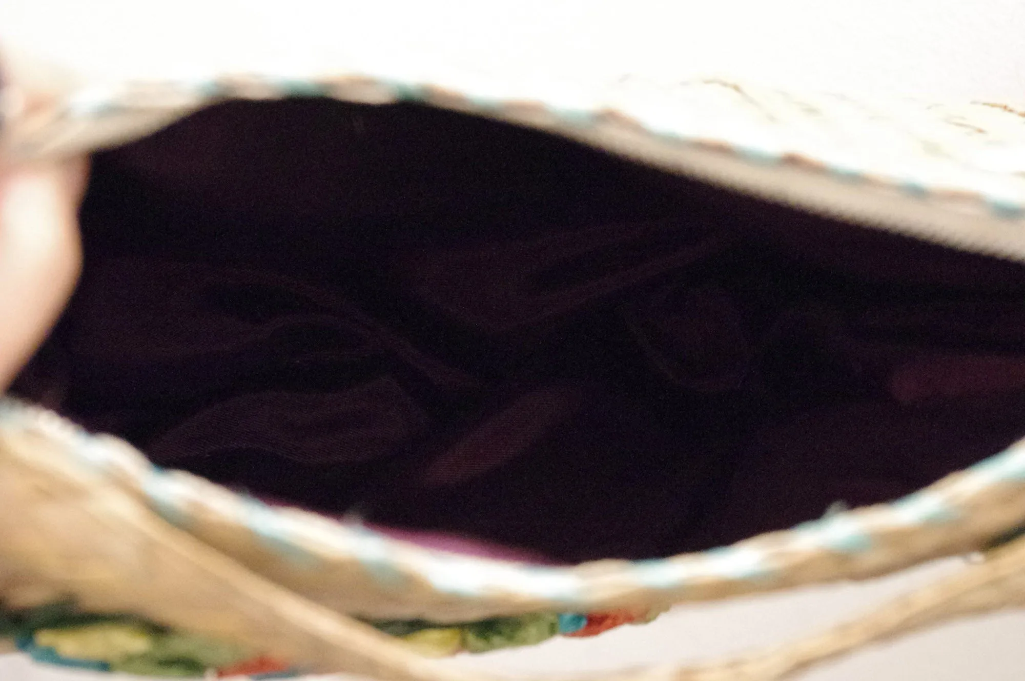 Diagonal Blooms Raffia Vintage Bag