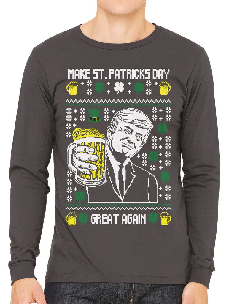 Digital Trump Make St Patricks Day Great Again Men's Long Sleeve T-shirt