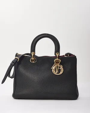 Dior Black Pebbled Leather Diorissimo Bag with Strap