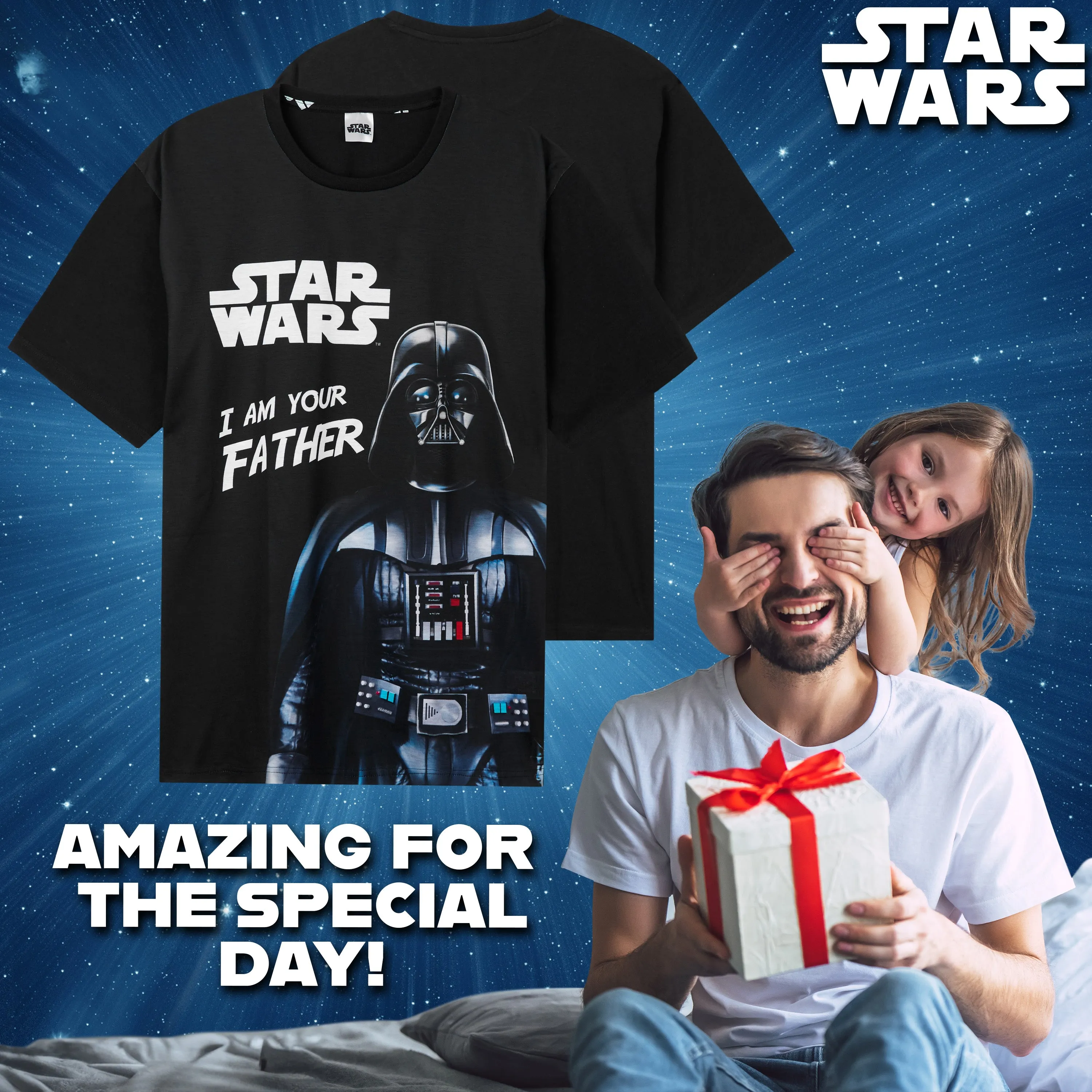 Disney Star Wars Mens Short Pyjamas Set, Dad Loungewear - Darth Vader