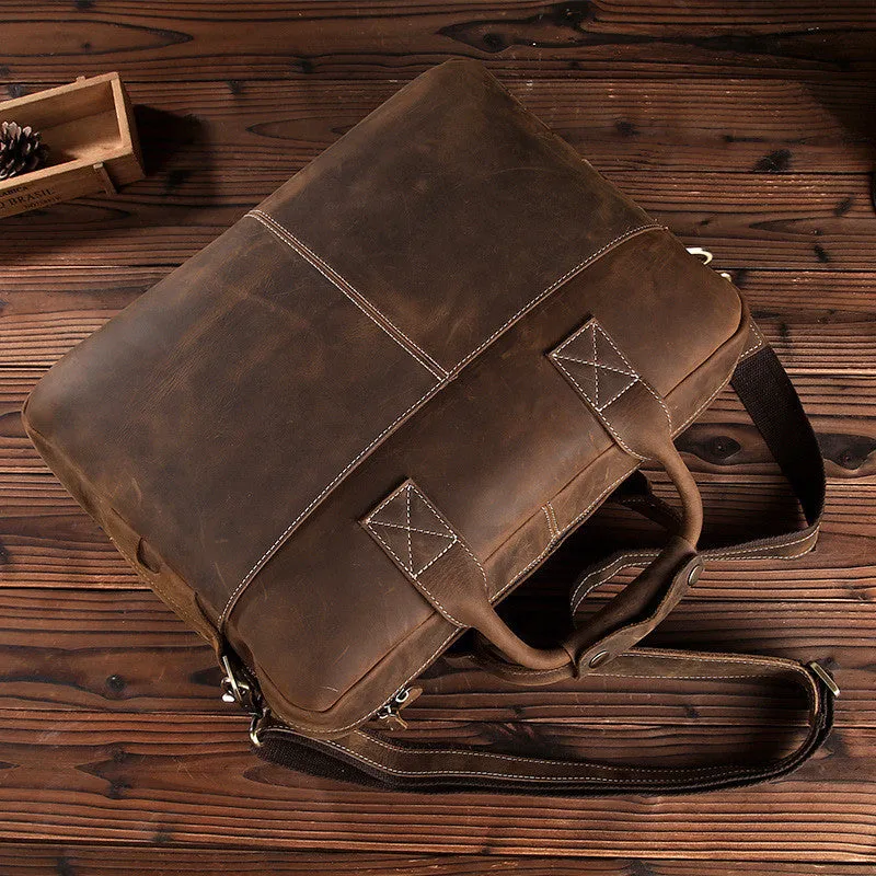 Distressed Leather Briefcase, Leather Laptop Bag