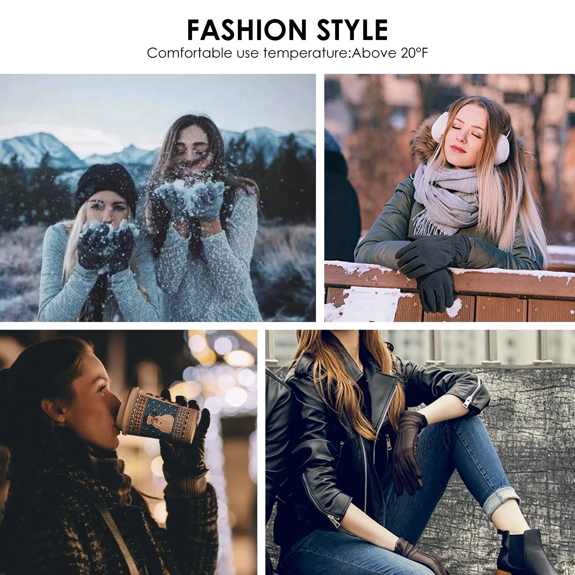 Dsane Winter Touch screen Lambskin leather Gloves for Women