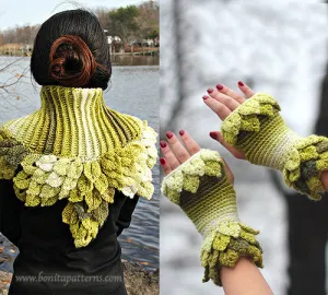 Duo Leafy Capelet & Fingerless Gloves
