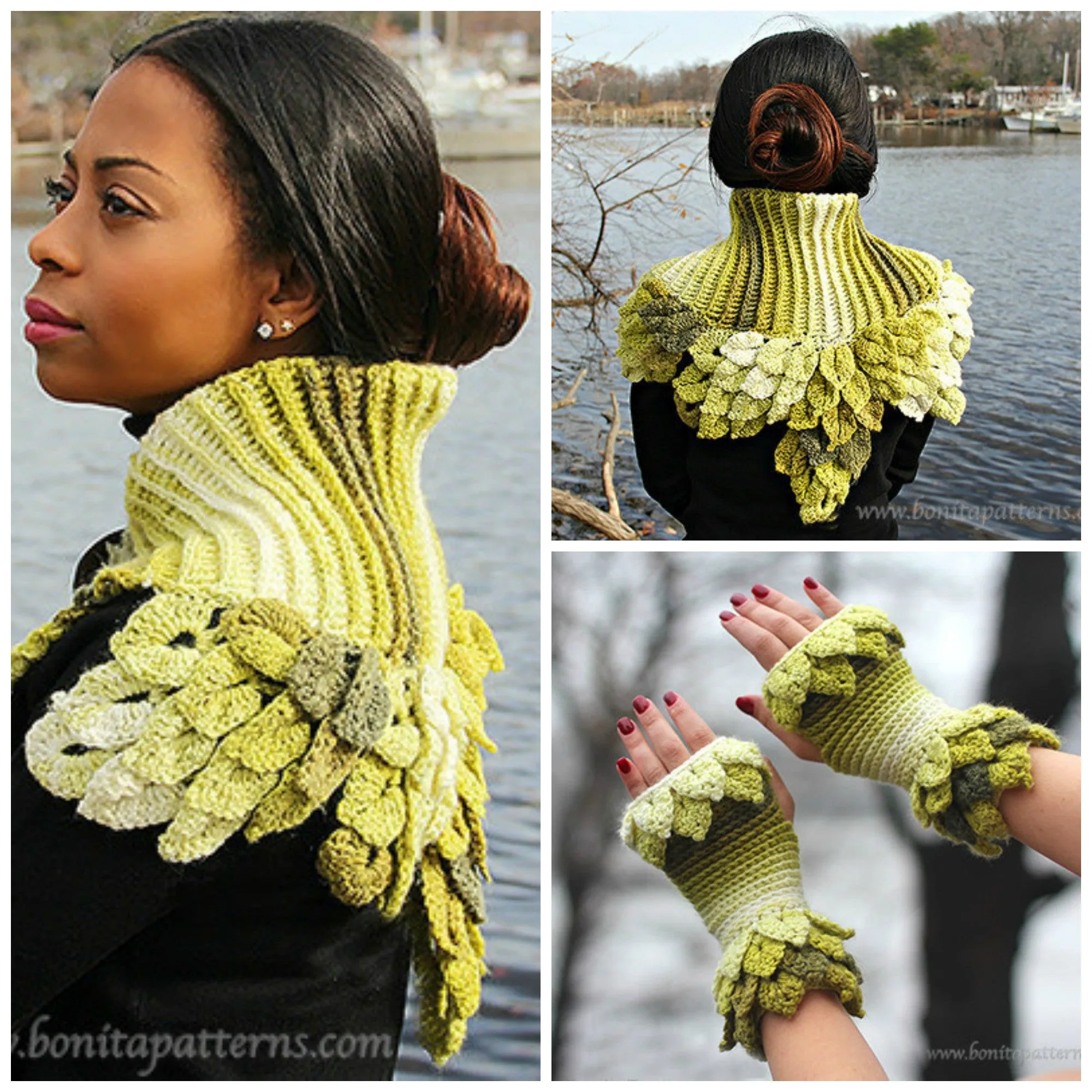 Duo Leafy Capelet & Fingerless Gloves
