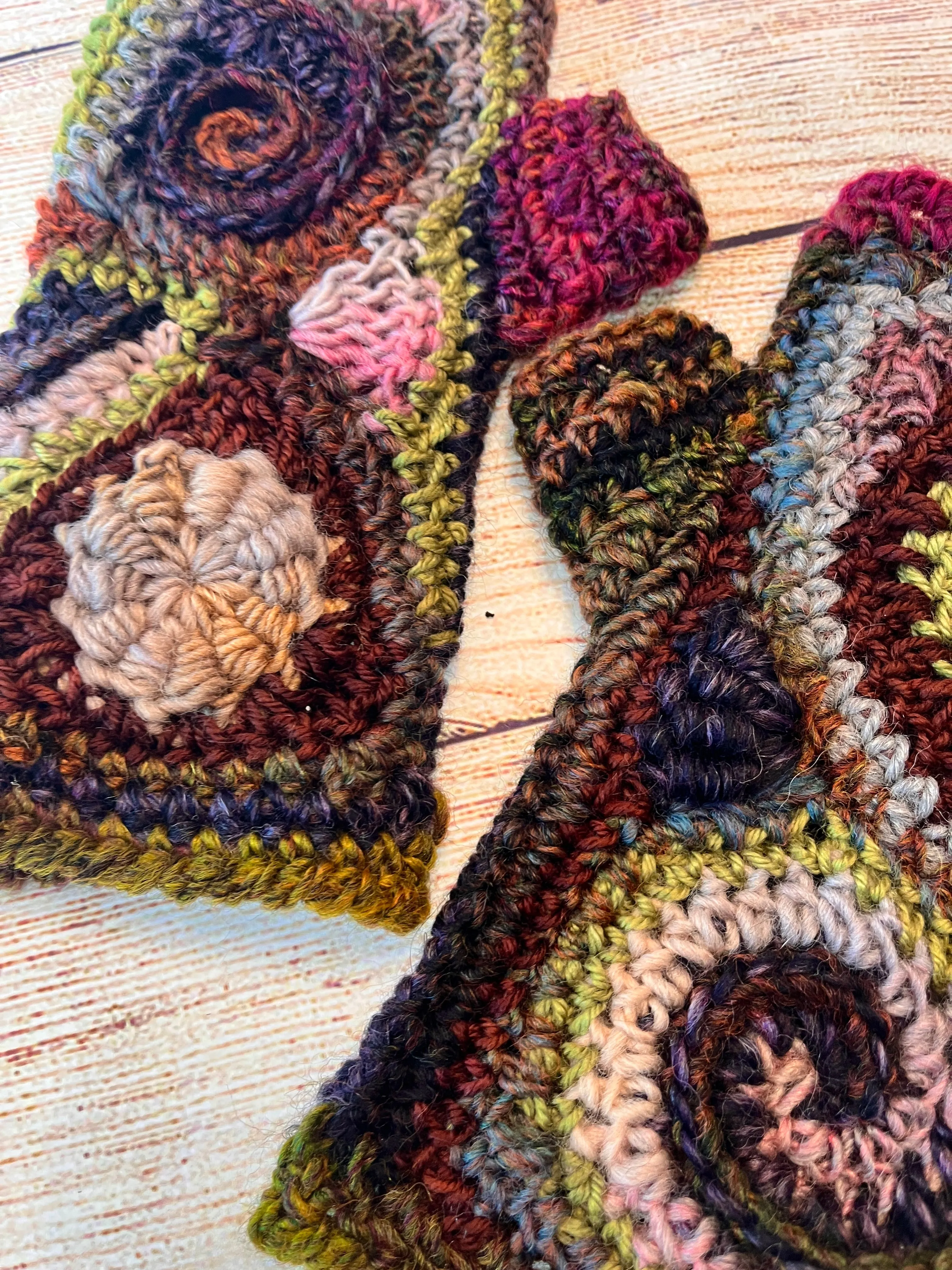 Earthy Freeform Crochet Gloves #1