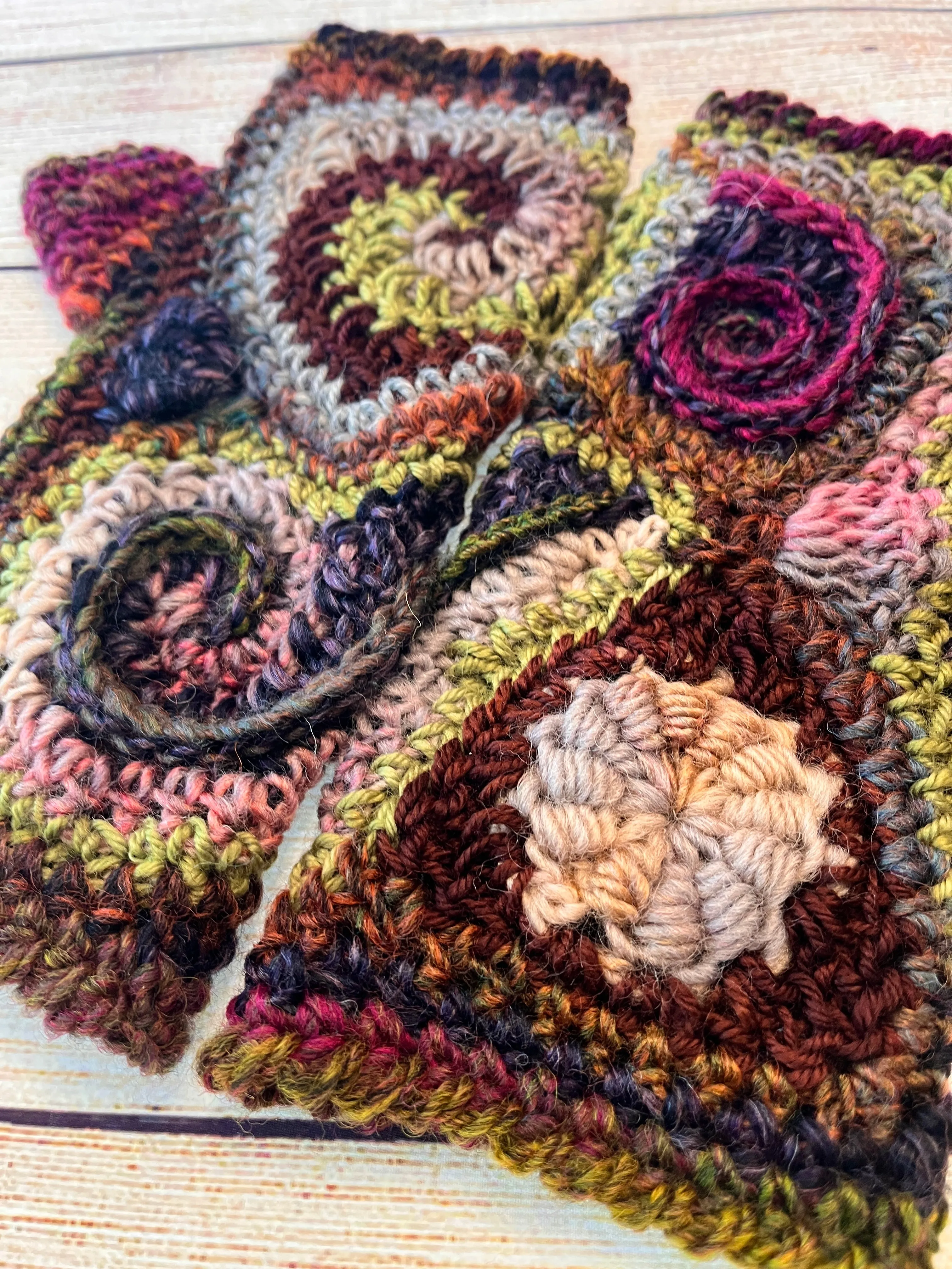 Earthy Freeform Crochet Gloves #1