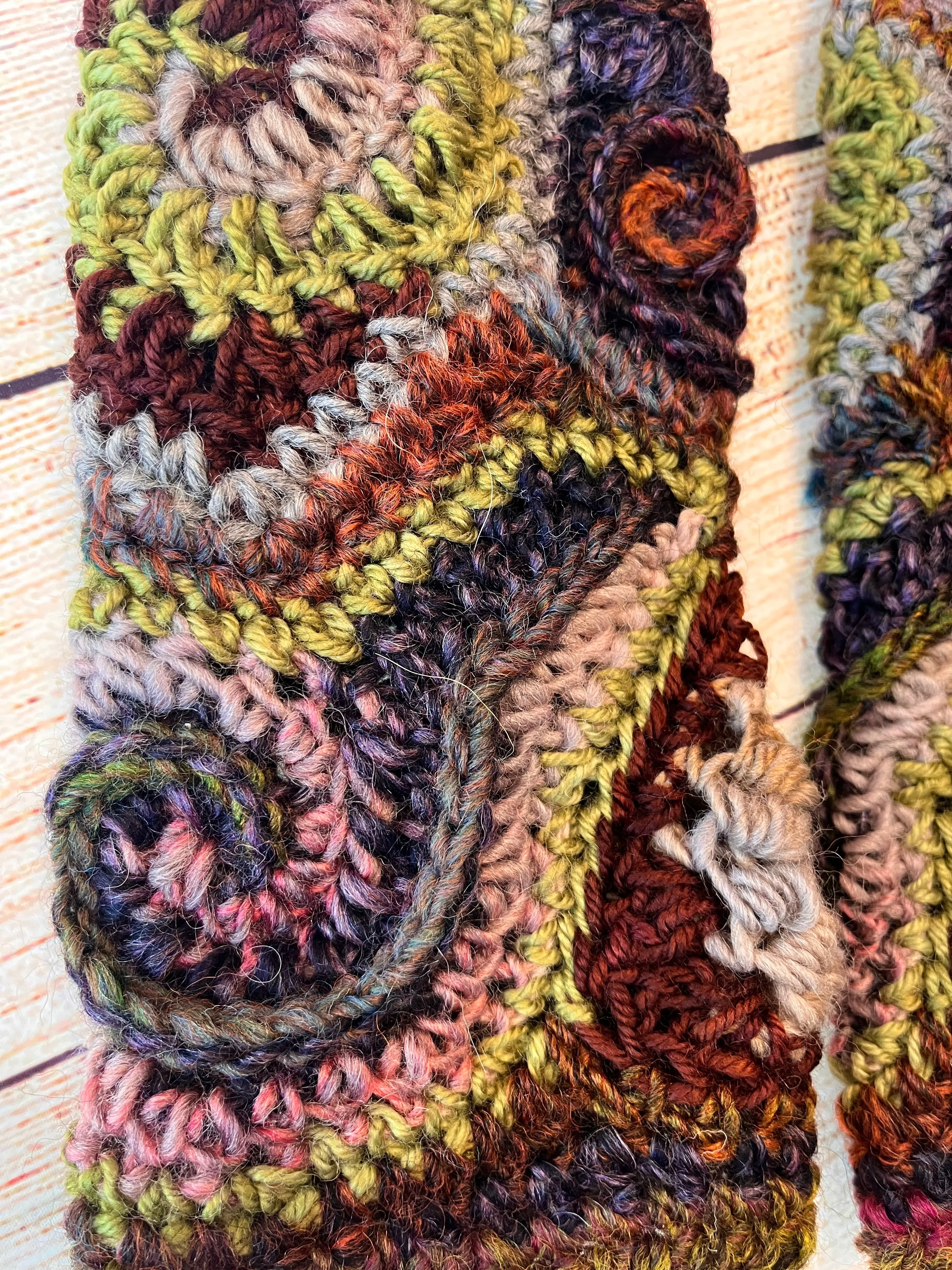 Earthy Freeform Crochet Gloves #1