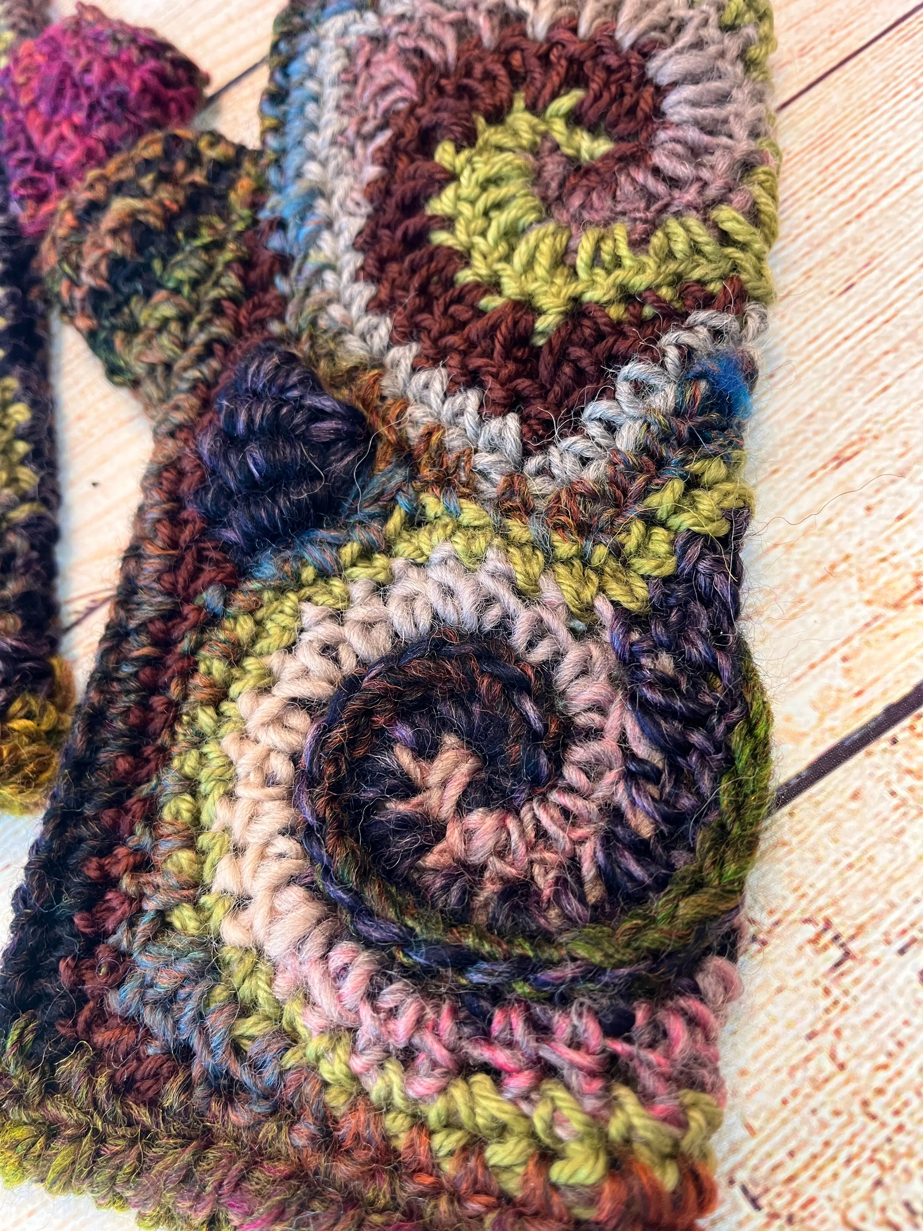 Earthy Freeform Crochet Gloves #1