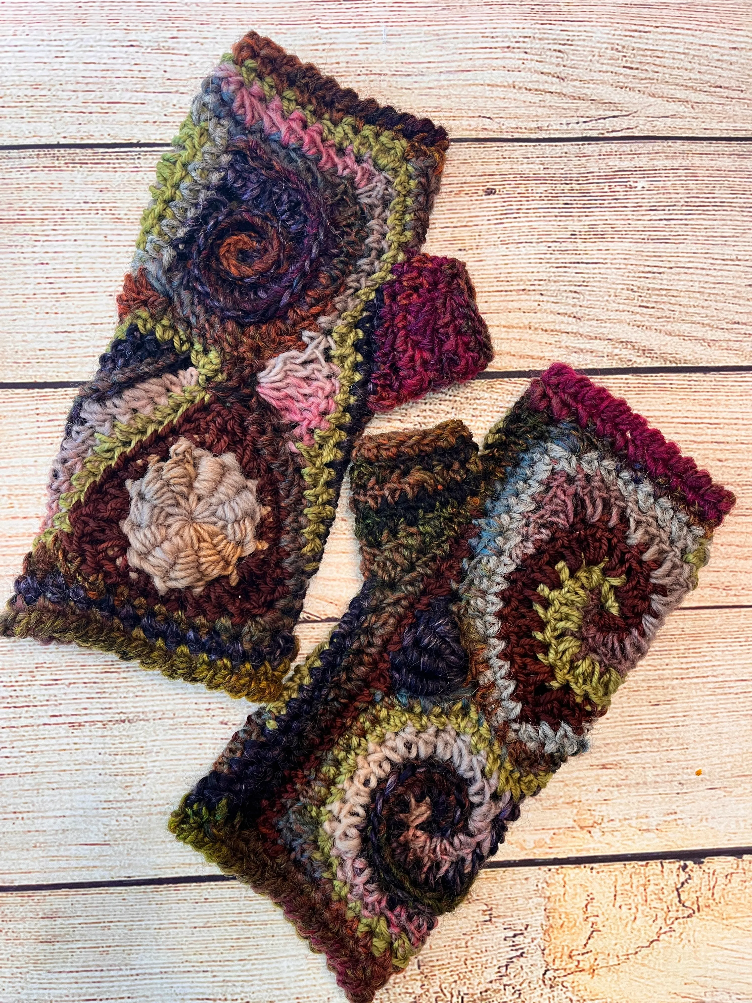 Earthy Freeform Crochet Gloves #1