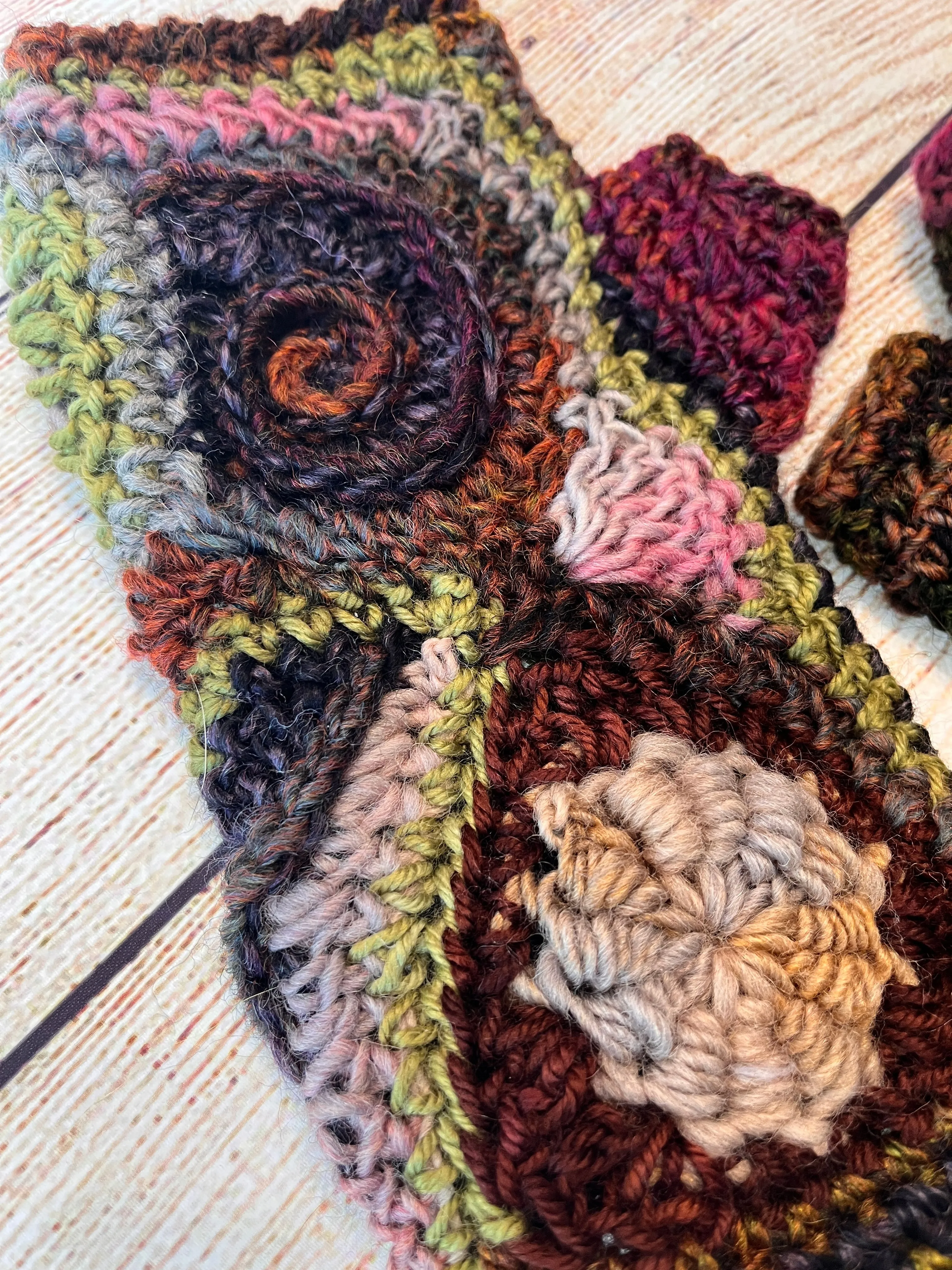Earthy Freeform Crochet Gloves #1