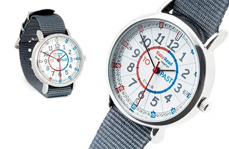 Easy Read Time Teacher Watch - Red/Blue Face