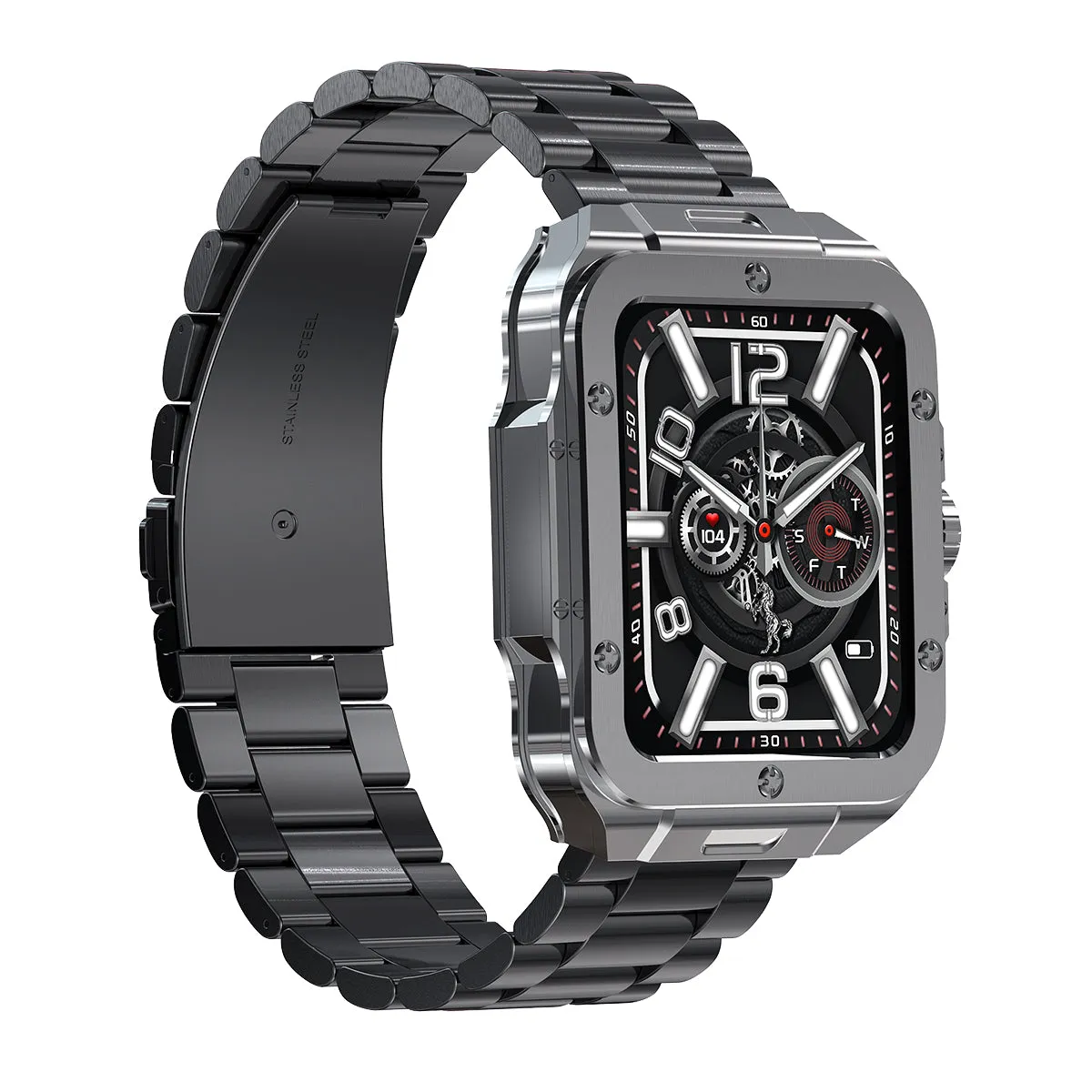 EIGIIS Smart Watch for Men 1.85” Bluetooth Dail Calls Speaker Outdoor Waterproof Military Tactical Sports Watch Fitness Tracker Watch with Heart Rate Monitor Sleep Tracker Pedometer for iPhone Samsung