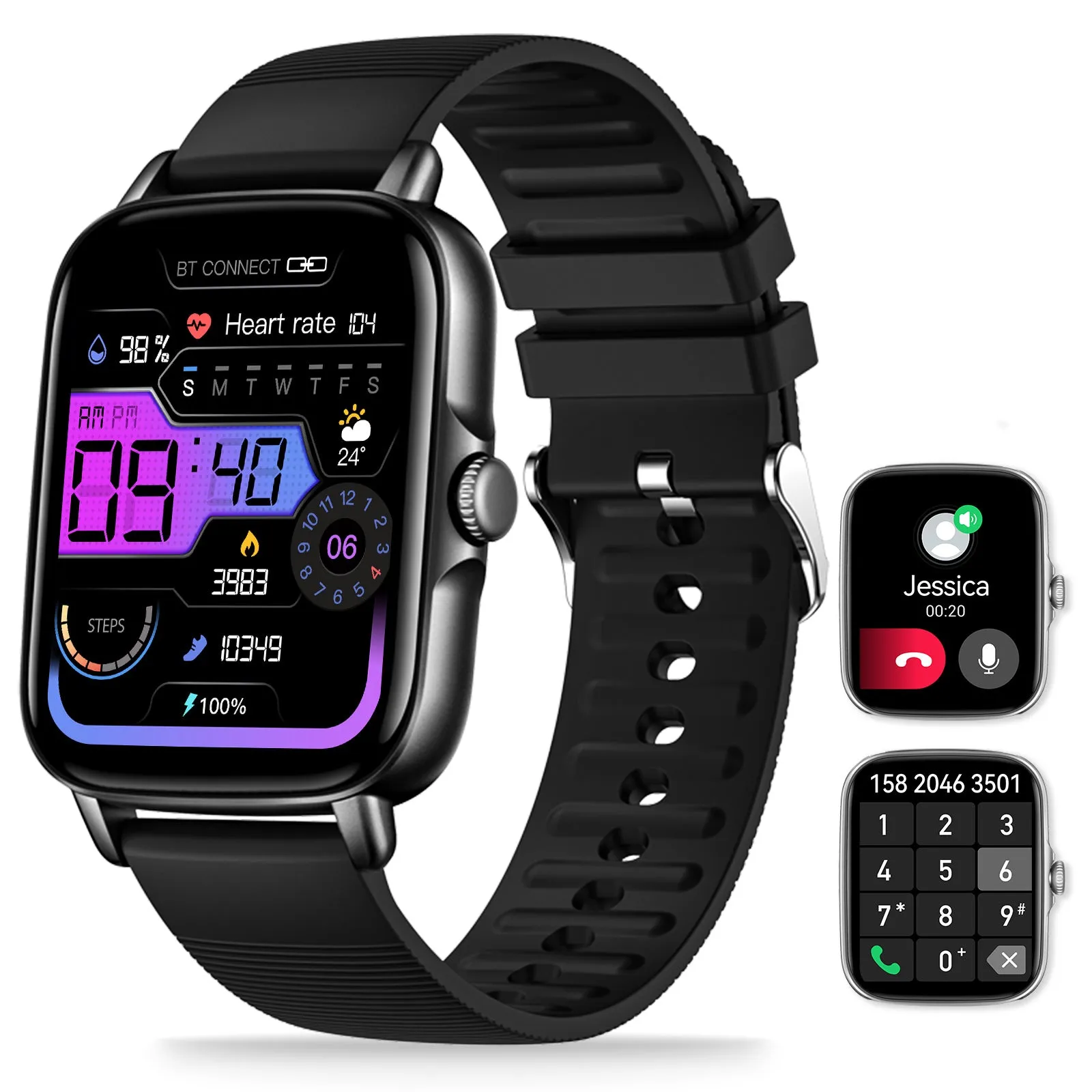 EIGIIS Smart Watch for Men Women, 1.69" HD Bluetooth Phone Watch(Make/Answer Call) for iPhone Android IP67 Waterproof Fitness Watch with Heart Rate Sleep Monitor Activity Tracker with Pedometer
