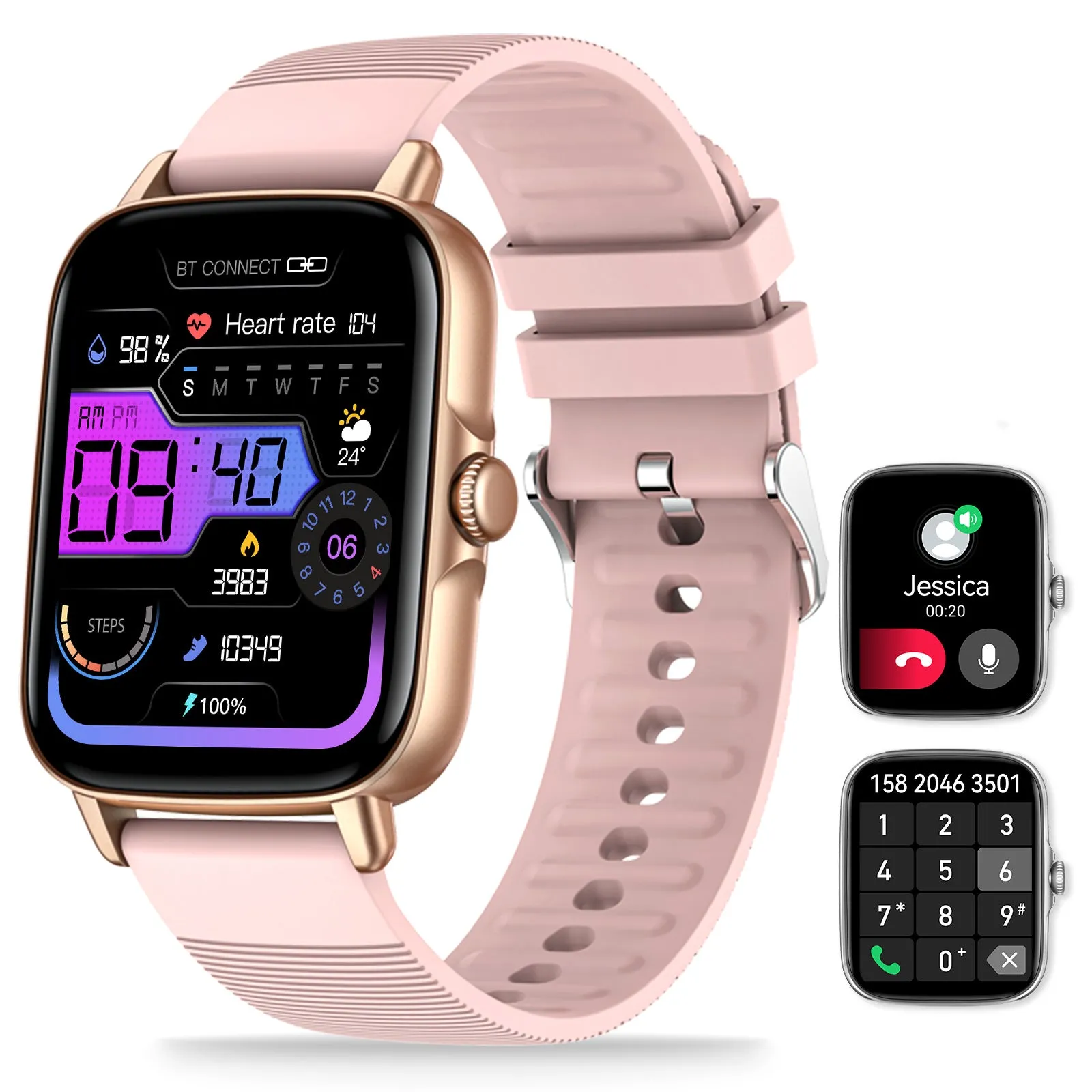 EIGIIS Smart Watch for Men Women, 1.69" HD Bluetooth Phone Watch(Make/Answer Call) for iPhone Android IP67 Waterproof Fitness Watch with Heart Rate Sleep Monitor Activity Tracker with Pedometer