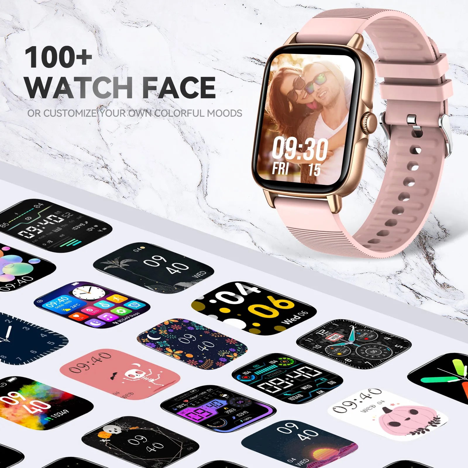 EIGIIS Smart Watch for Men Women, 1.69" HD Bluetooth Phone Watch(Make/Answer Call) for iPhone Android IP67 Waterproof Fitness Watch with Heart Rate Sleep Monitor Activity Tracker with Pedometer