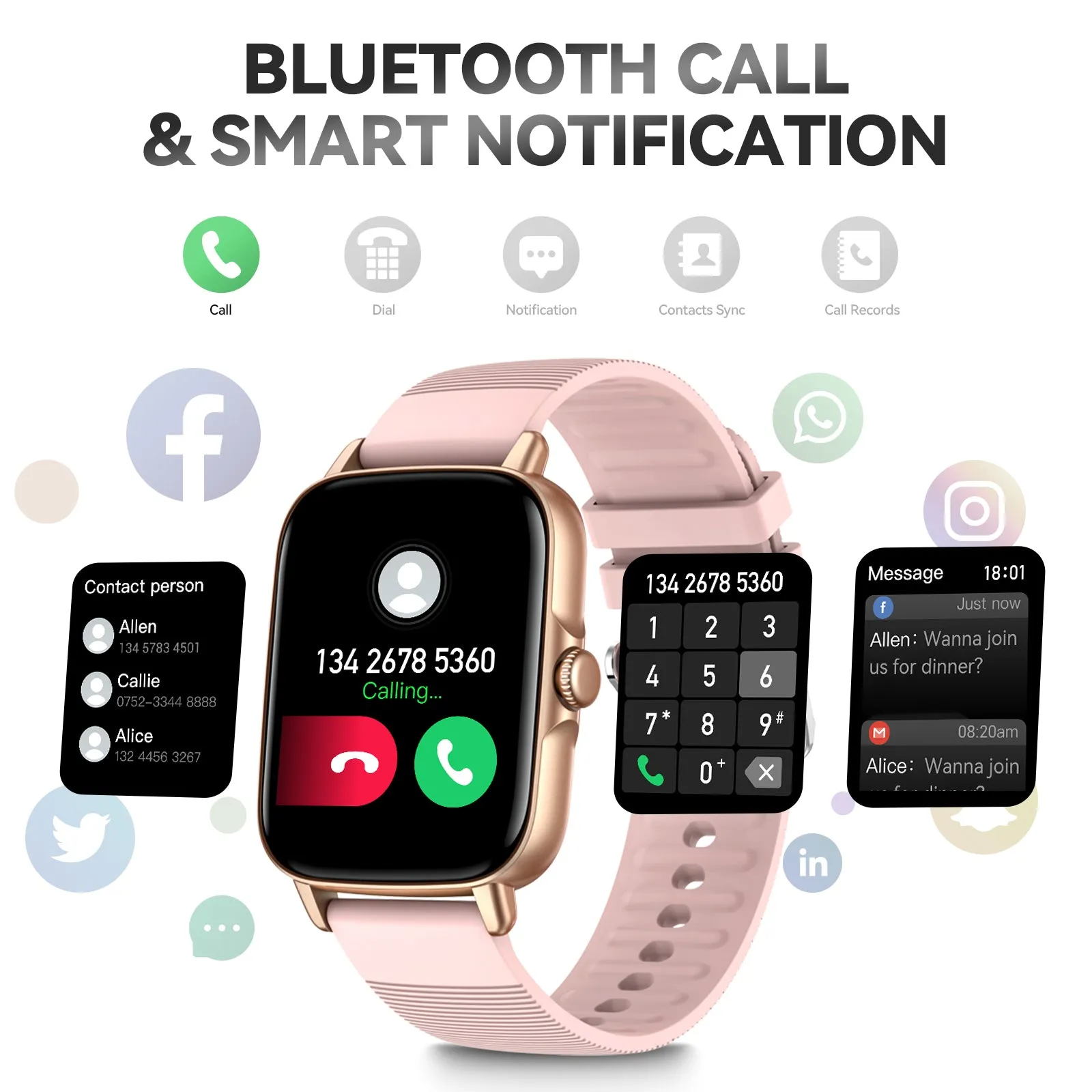 EIGIIS Smart Watch for Men Women, 1.69" HD Bluetooth Phone Watch(Make/Answer Call) for iPhone Android IP67 Waterproof Fitness Watch with Heart Rate Sleep Monitor Activity Tracker with Pedometer