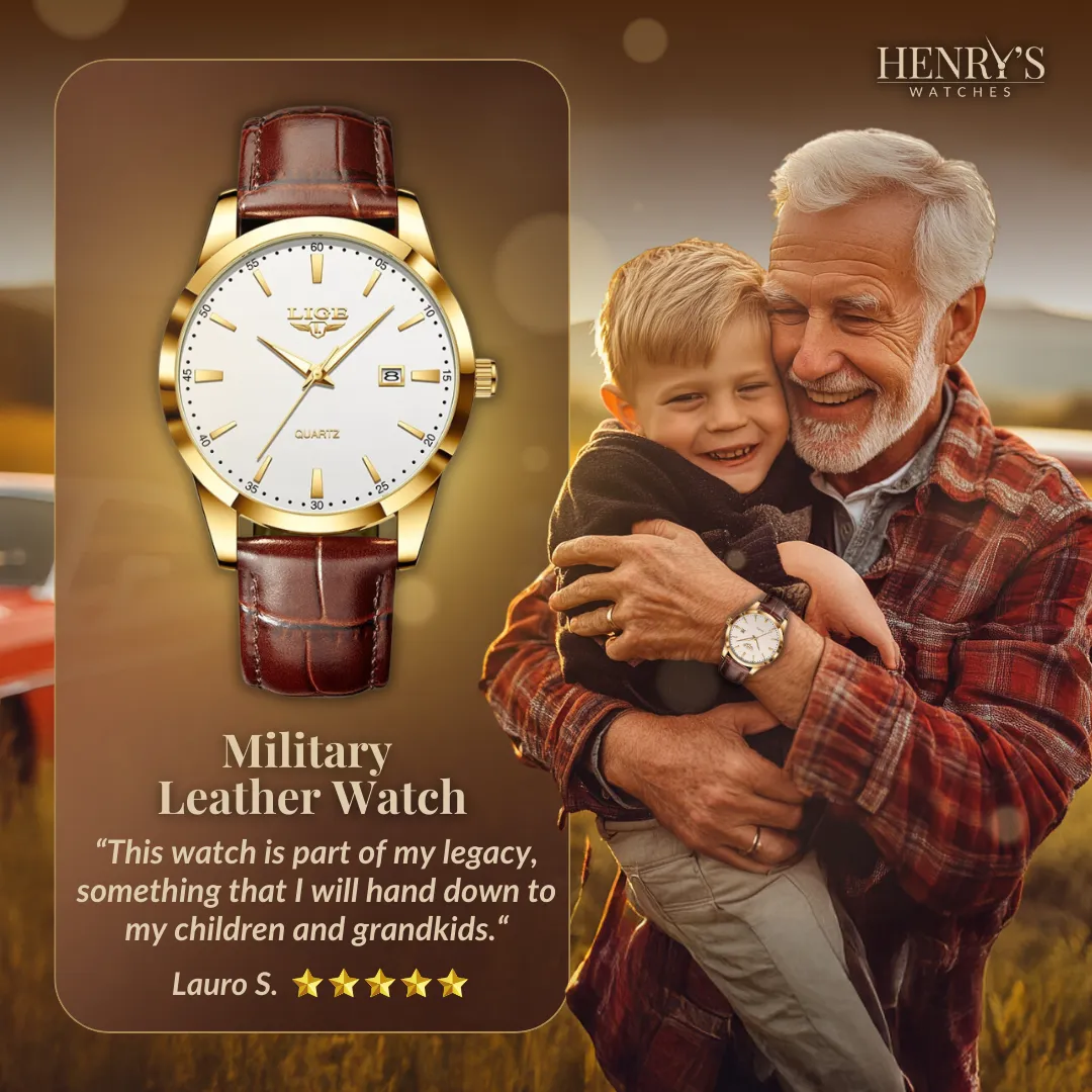 Elegant Military Leather Watch