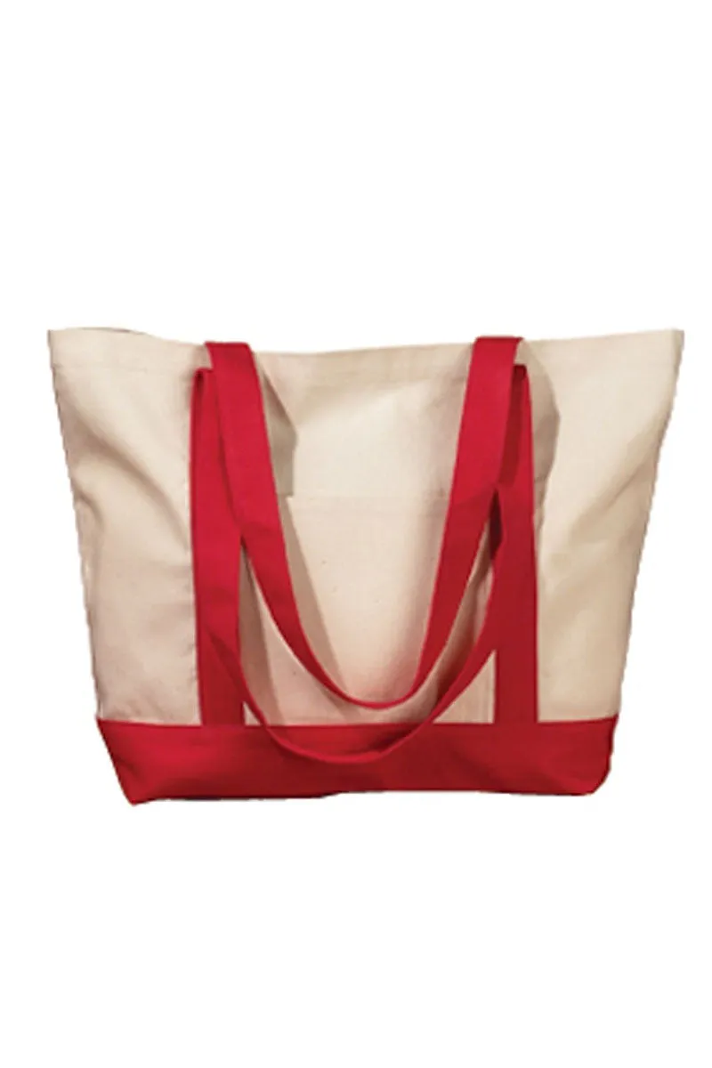 Embroidered Cherry Canvas Boat Tote
