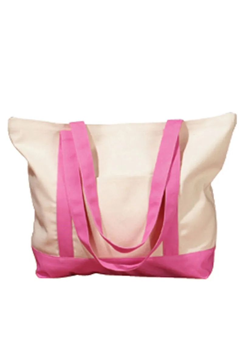 Embroidered Cherry Canvas Boat Tote