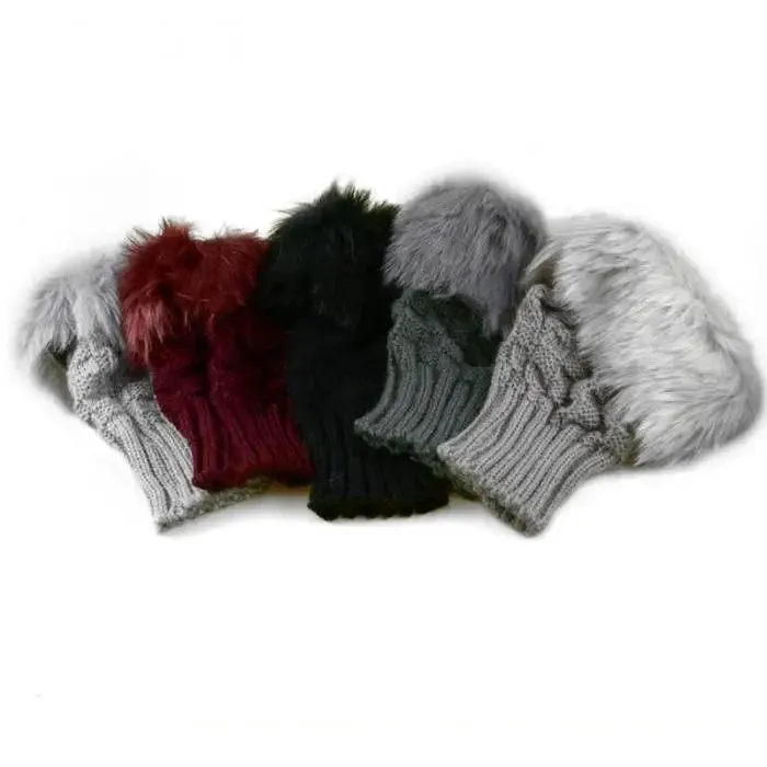Fashion Fingerless Warm Wool Knitted Classic Fur Half One Size Finger Gloves For Women Cute Soft And Comfortable Trendy Fashion Stretchy Gloves For Women