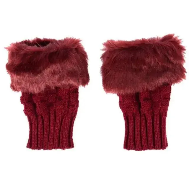Fashion Fingerless Warm Wool Knitted Classic Fur Half One Size Finger Gloves For Women Cute Soft And Comfortable Trendy Fashion Stretchy Gloves For Women
