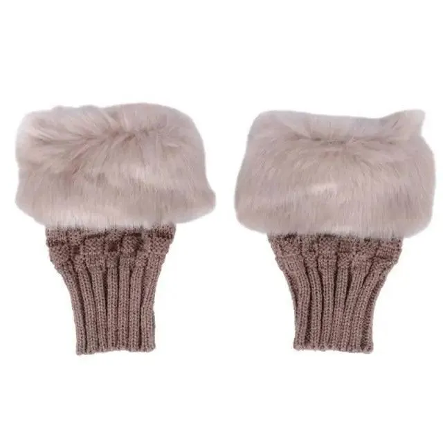 Fashion Fingerless Warm Wool Knitted Classic Fur Half One Size Finger Gloves For Women Cute Soft And Comfortable Trendy Fashion Stretchy Gloves For Women