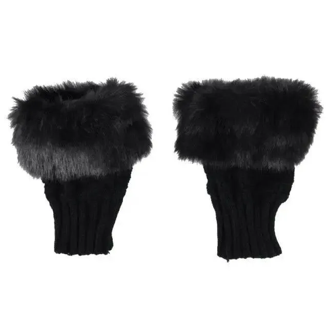 Fashion Fingerless Warm Wool Knitted Classic Fur Half One Size Finger Gloves For Women Cute Soft And Comfortable Trendy Fashion Stretchy Gloves For Women
