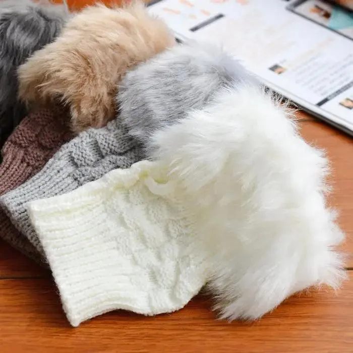 Fashion Fingerless Warm Wool Knitted Classic Fur Half One Size Finger Gloves For Women Cute Soft And Comfortable Trendy Fashion Stretchy Gloves For Women