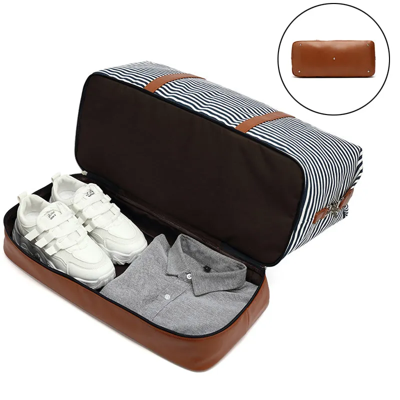 Fashion Waterproof Canvas Travel Bag Tote Duffle Bag For Unisex Canvas Leather Gym Bag Overnight Bag
