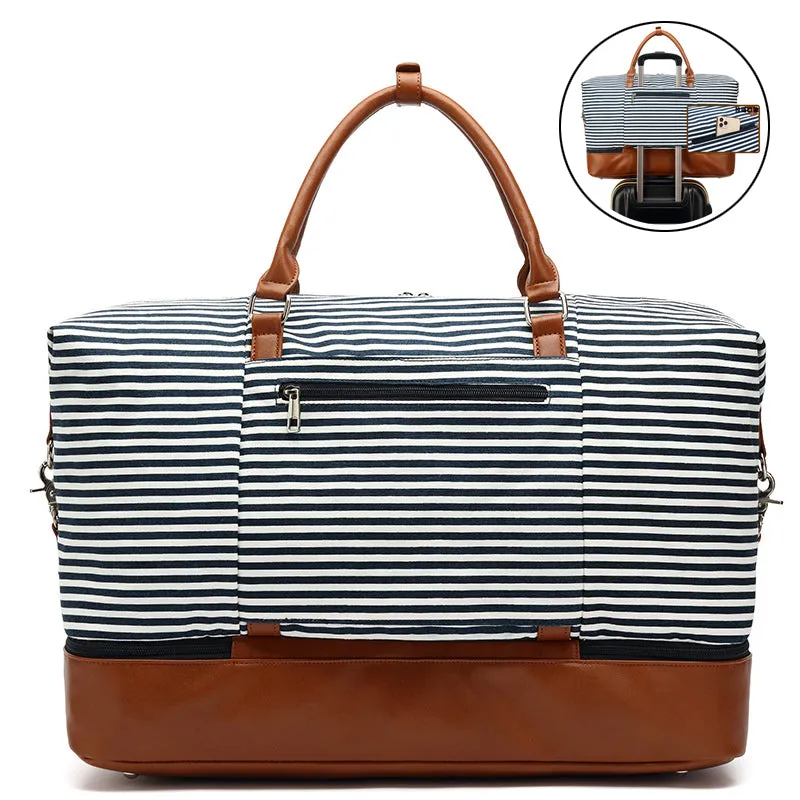 Fashion Waterproof Canvas Travel Bag Tote Duffle Bag For Unisex Canvas Leather Gym Bag Overnight Bag