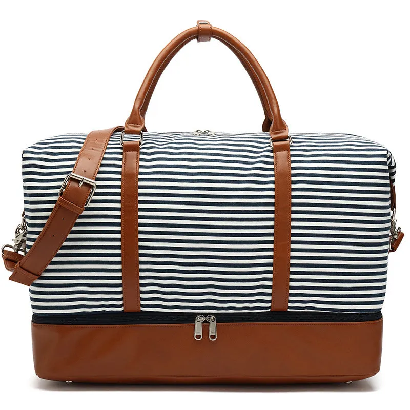 Fashion Waterproof Canvas Travel Bag Tote Duffle Bag For Unisex Canvas Leather Gym Bag Overnight Bag