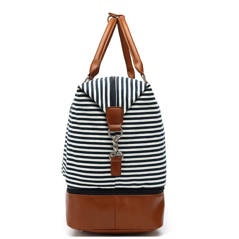 Fashion Waterproof Canvas Travel Bag Tote Duffle Bag For Unisex Canvas Leather Gym Bag Overnight Bag