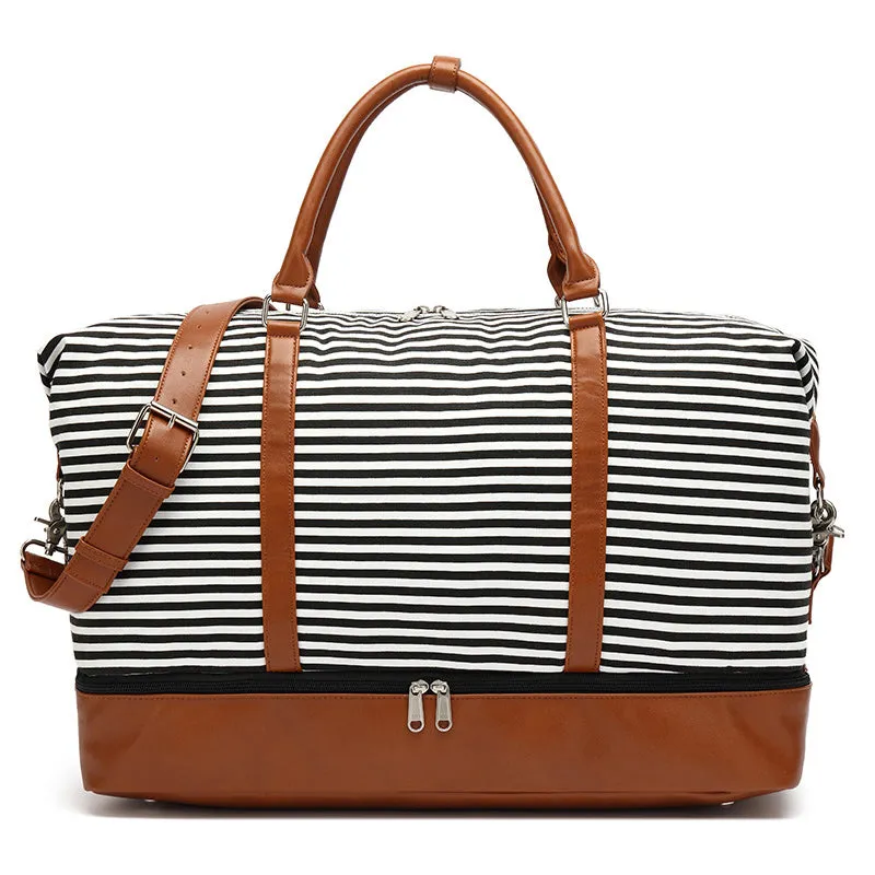 Fashion Waterproof Canvas Travel Bag Tote Duffle Bag For Unisex Canvas Leather Gym Bag Overnight Bag