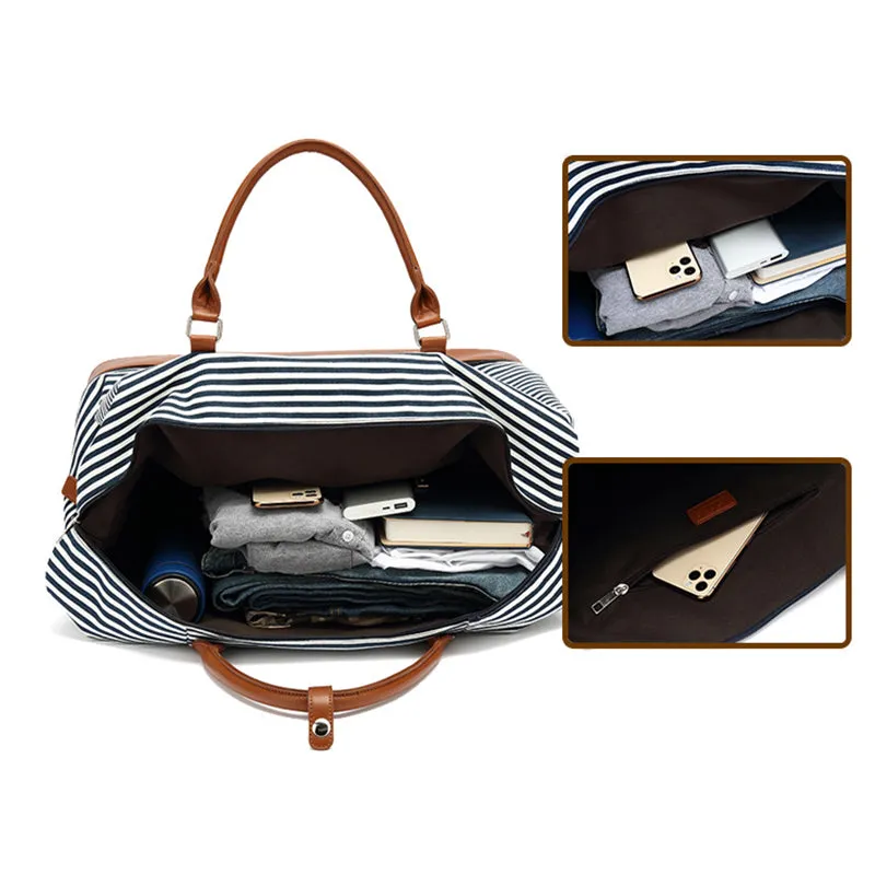 Fashion Waterproof Canvas Travel Bag Tote Duffle Bag For Unisex Canvas Leather Gym Bag Overnight Bag